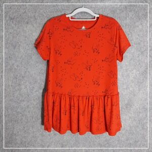 Disney Women Medium Minnie Mouse Red Peplum T-Shirt  Short Sleeve Graphic Top